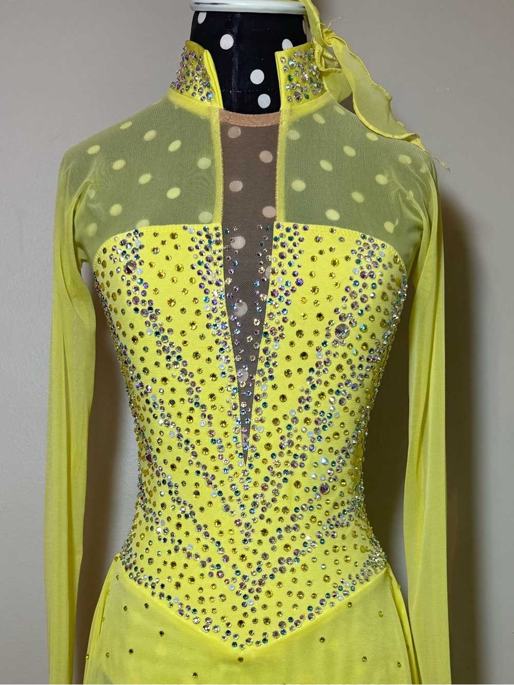 Yellow Brad Griffies Figure Skating Dress with dance length skirt